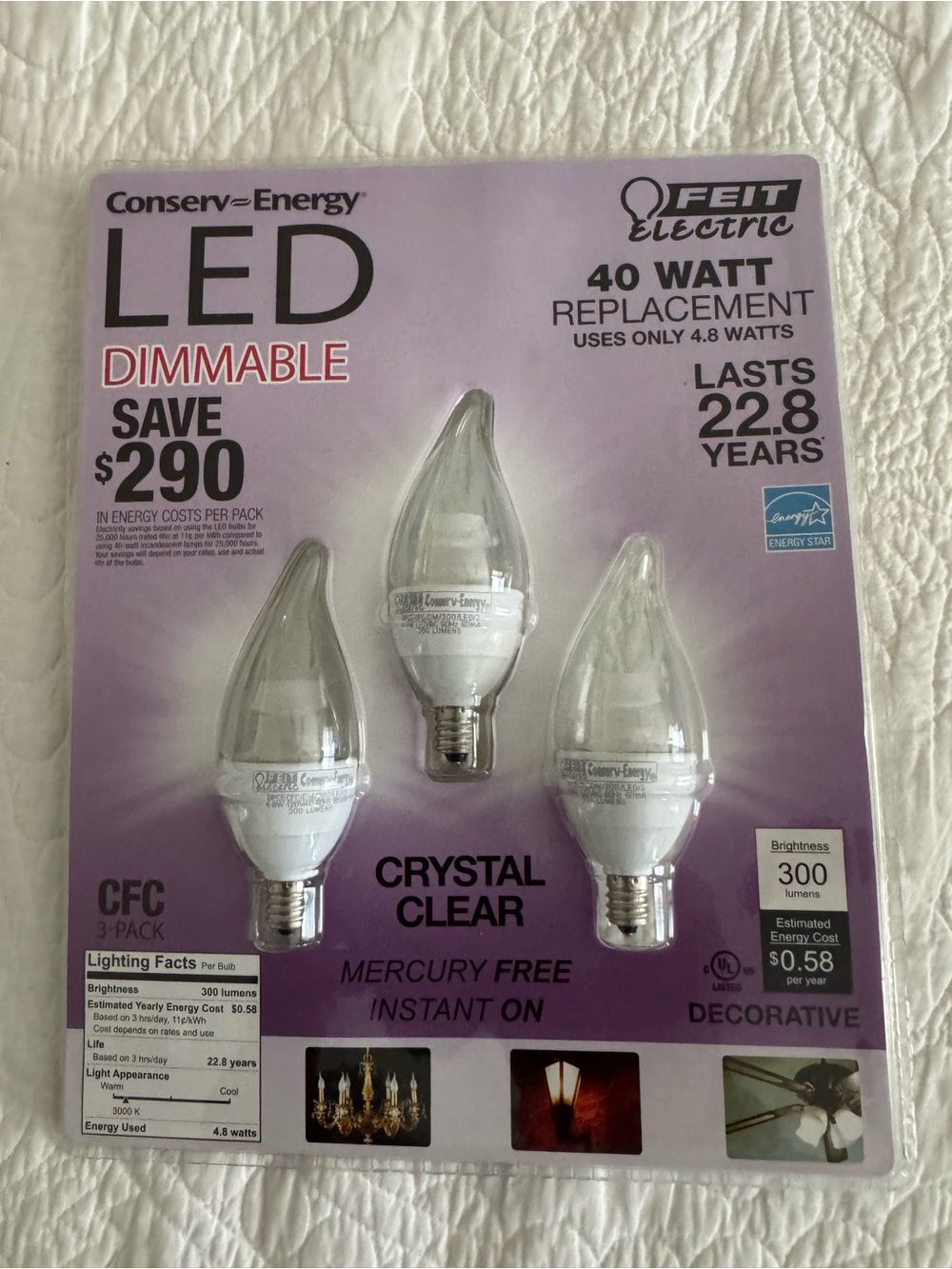 FEIT Electric LED Dimmable Crystal Clear Bulbs - Purple